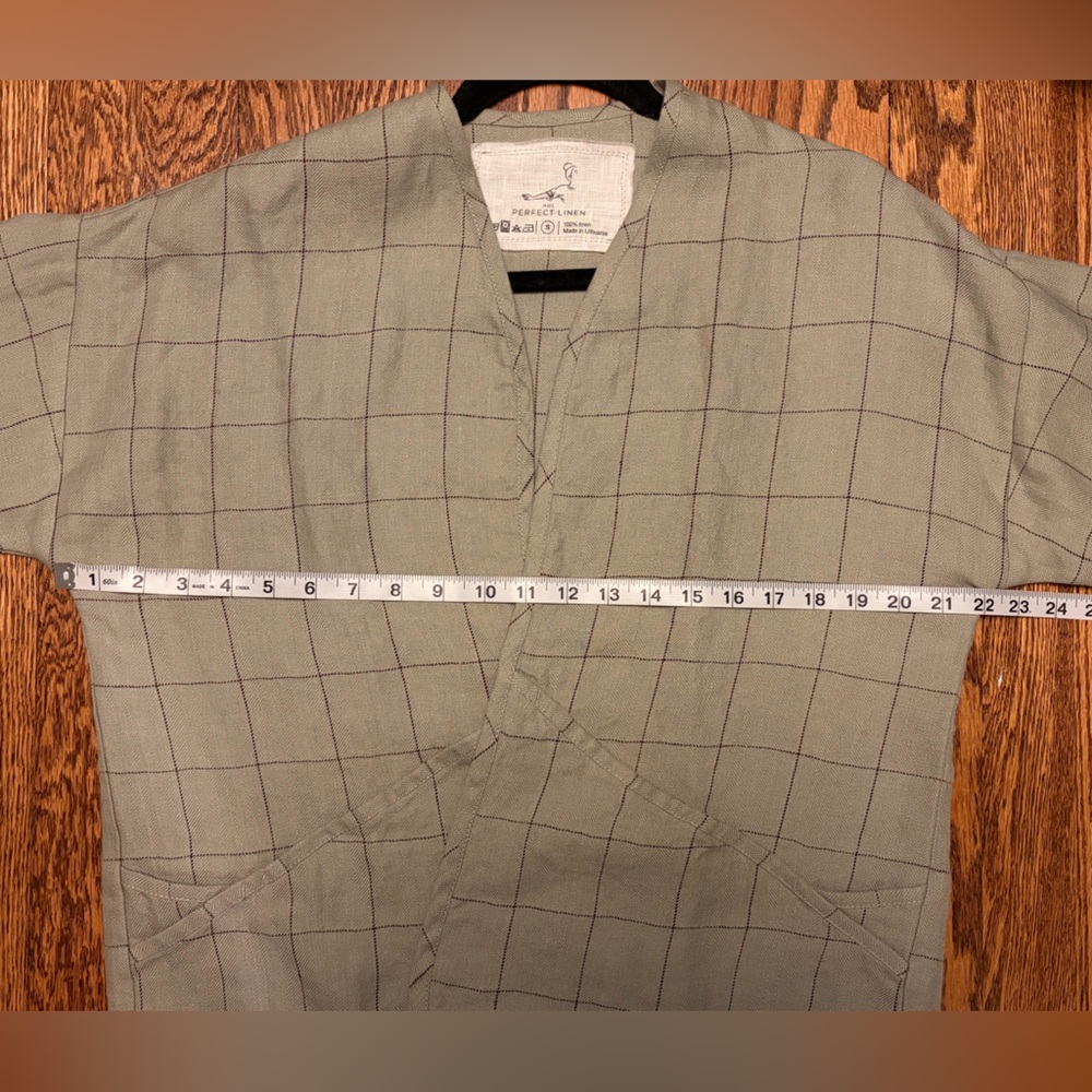 notPERFECTLINEN Linen Copenhagen Throw-On Jacket in Herringbone Grey Checks - Picture 7 of 7